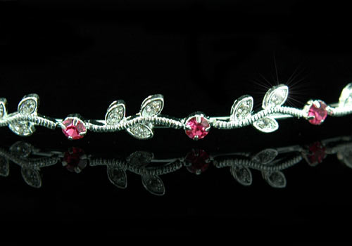 Wedding Pink Crystal Rhinestone Headband Tiara T1237  