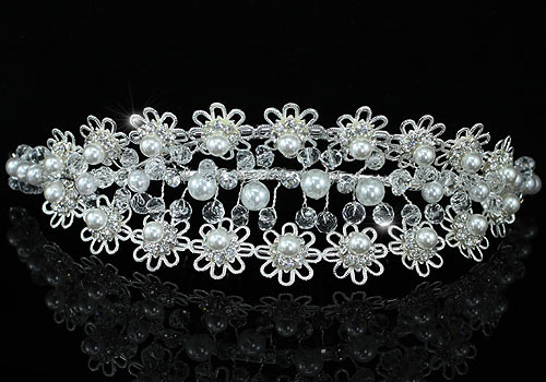 Bridal Faux Pearl Tiara Comb use Swarovski Crystal T1467  